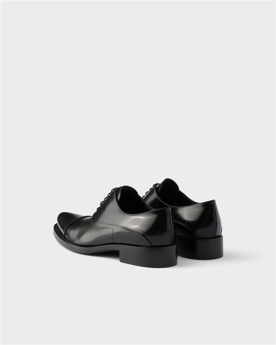 Brushed leather lace-up shoes-PRADA-Verso