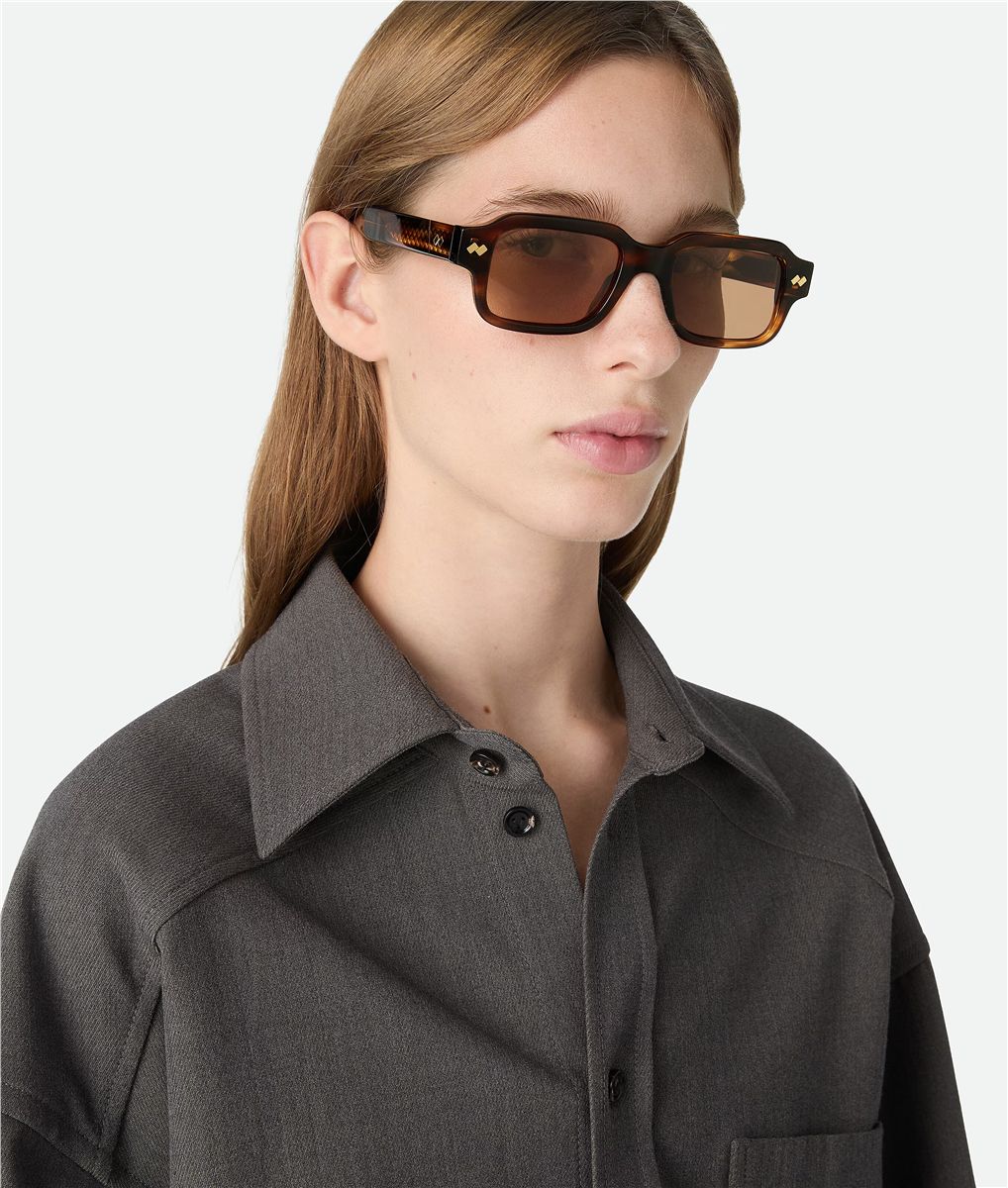 Intrecciato rectangular sunglasses-BOTTEGA VENETA-Verso