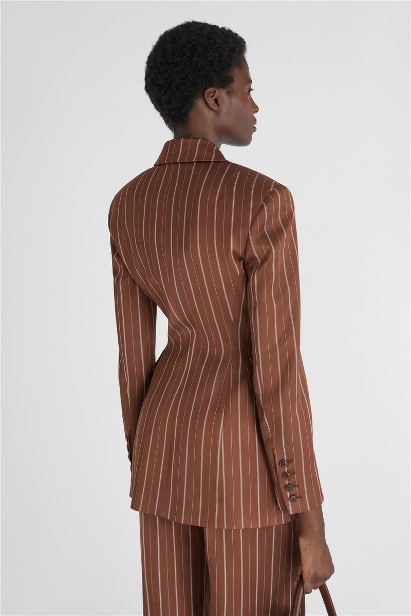 DOUBLE-BREASTED SCULPTURAL BLAZER WITH PINSTRIPE PATTERN -  ERMANNO SCERVINO -  Verso