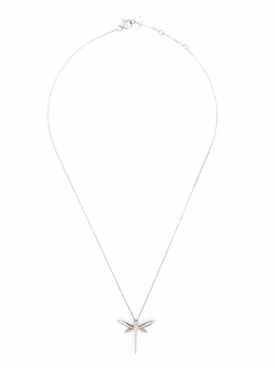 18KT WHITE GOLD SMALL DRAGONFLY DIAMOND NECKLACE - ANAPSARA - Verso