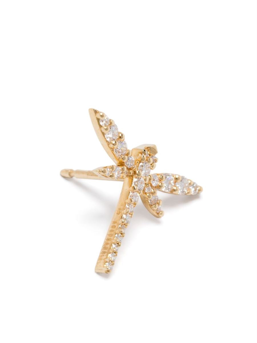 18KT YELLOW GOLD MINI DRAGONFLY EARRINGS WITH DIAMOND - ANAPSARA - Verso