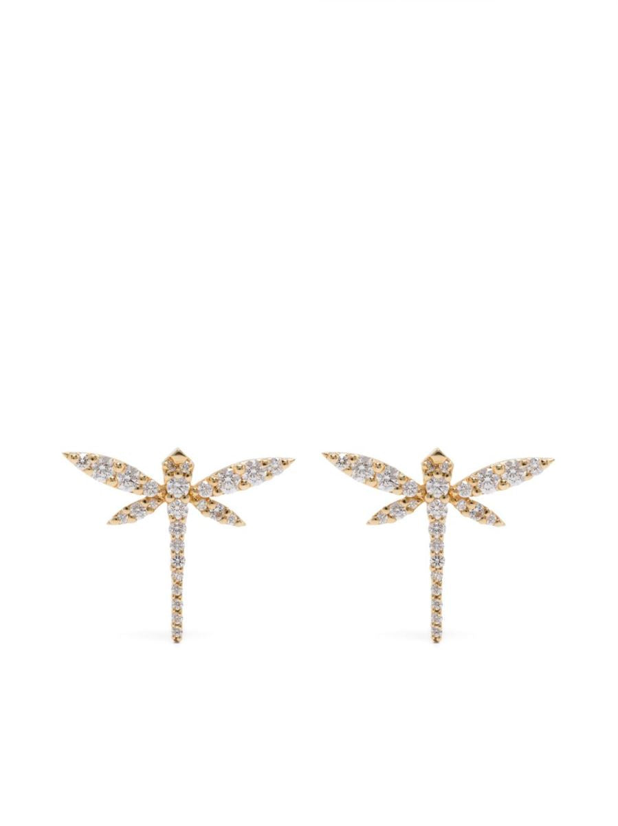 18KT YELLOW GOLD MINI DRAGONFLY EARRINGS WITH DIAMOND - ANAPSARA - Verso