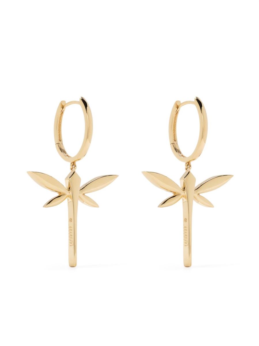 18KT YELLOW GOLD SMALL DRAGONFLY DROP EARRINGS - ANAPSARA - Verso