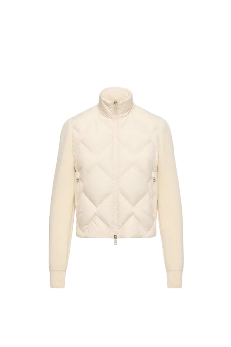Wool & cashmere padded zip-up cardigan