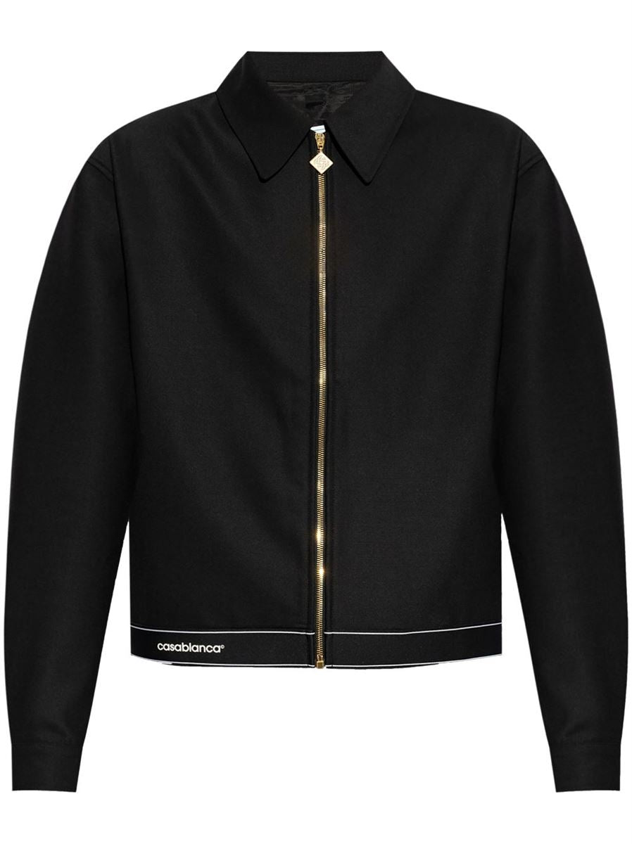 LOGO-PRINT ZIPPED BOMBER JACKET CASABLANCA