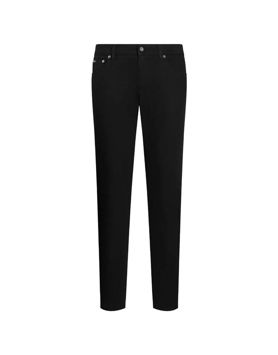 Washed black slim-fit stretch jeans-DOLCE&GABBANA-Verso