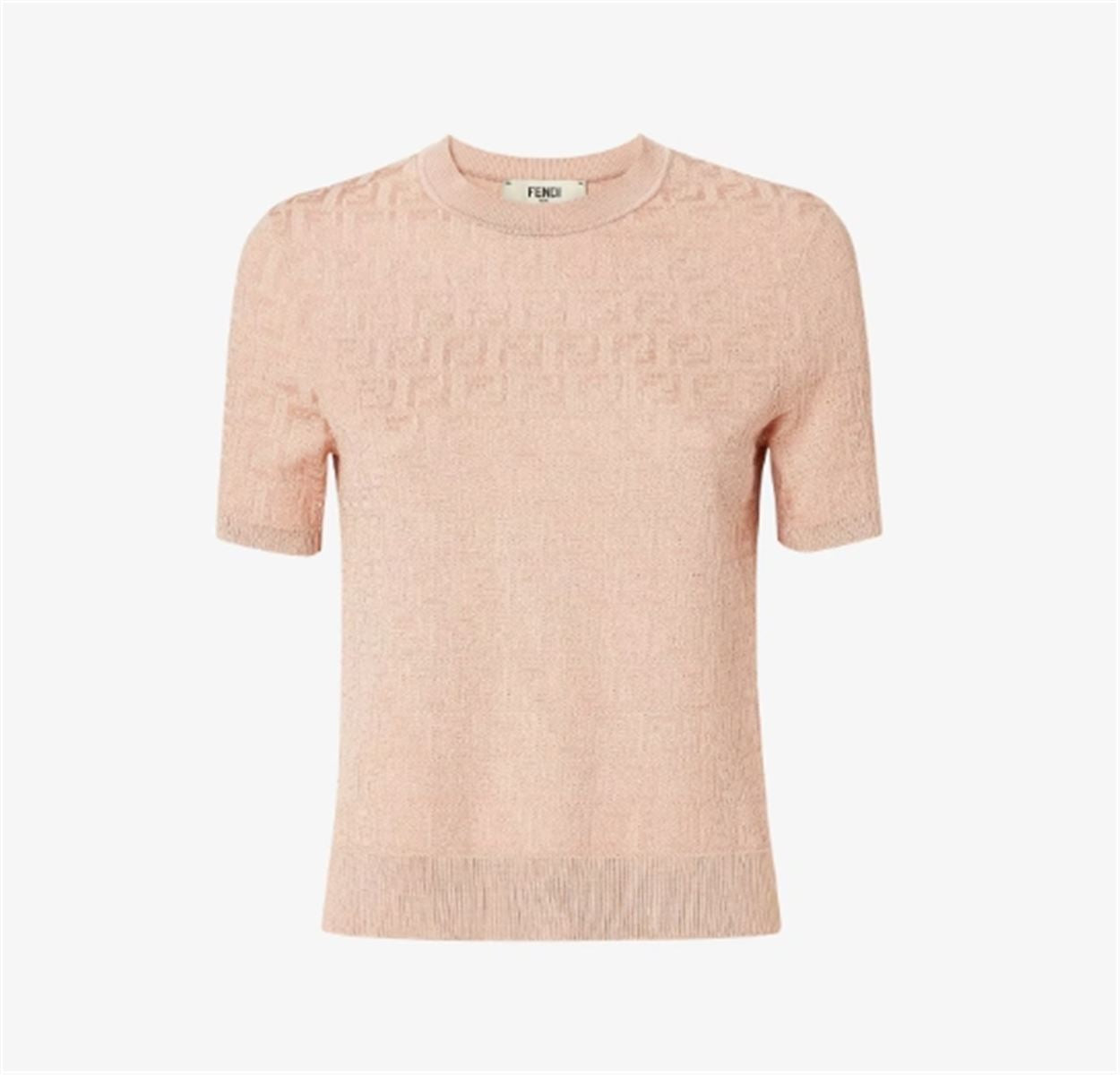 PINK FF COTTON AND VISCOSE JUMPER