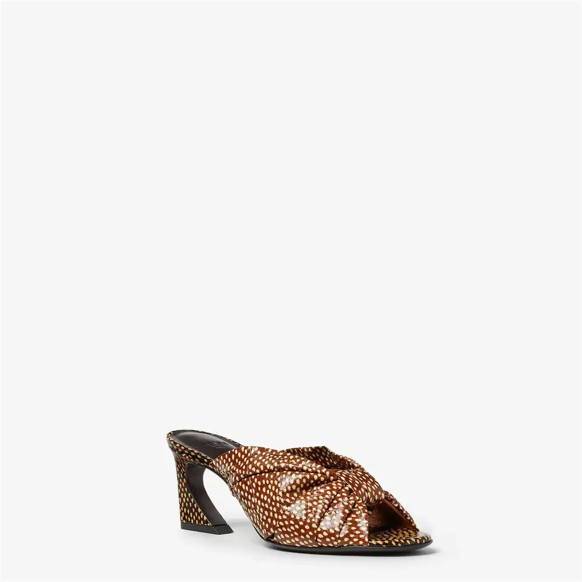 Brown printed leather high-heeled slides-FENDI-Verso