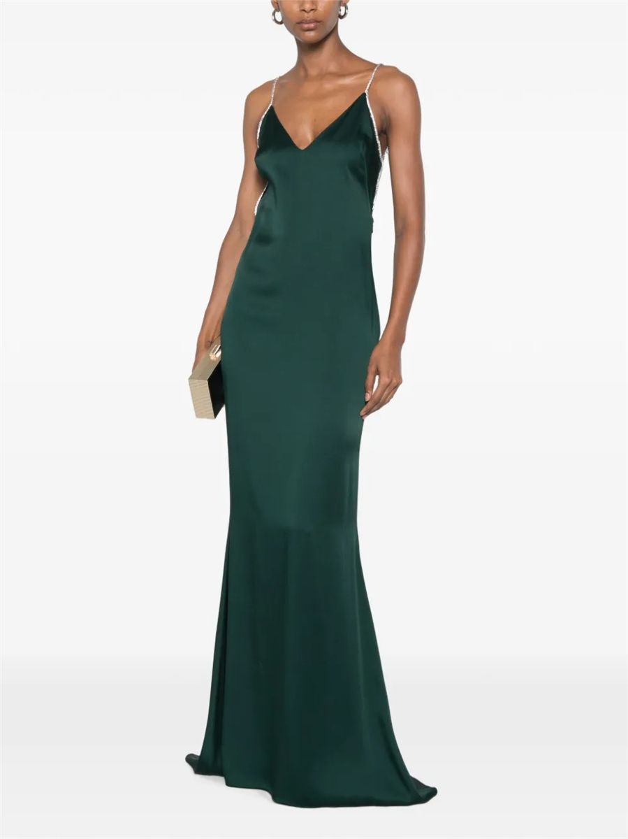 Crystal-embellished backless gown
