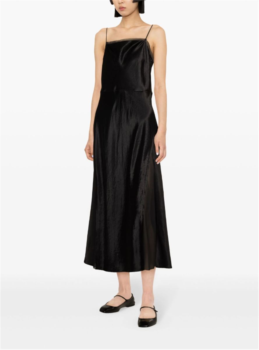 SHEER-PANELLED SILK SLIP DRESS VINCE