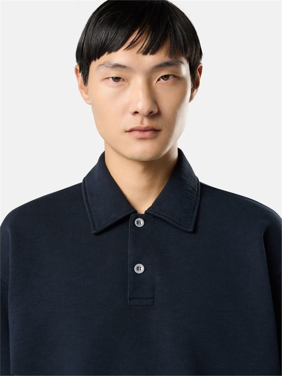 Oversized-fit crewneck sweatshirt with button fastening