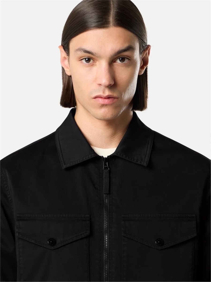 Regular-fit zip-up overshirt with chest pockets-STONE ISLAND-Verso