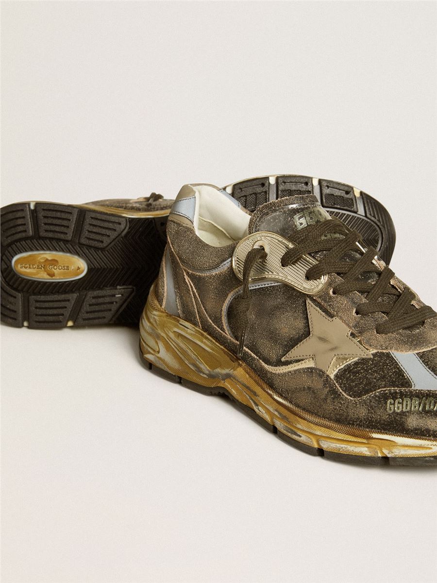MEN’S DAD-STAR IN SUEDE AND NYLON WITH KHAKI LEATHER STAR AND HEEL TAB -  GOLDEN GOOSE -  Verso