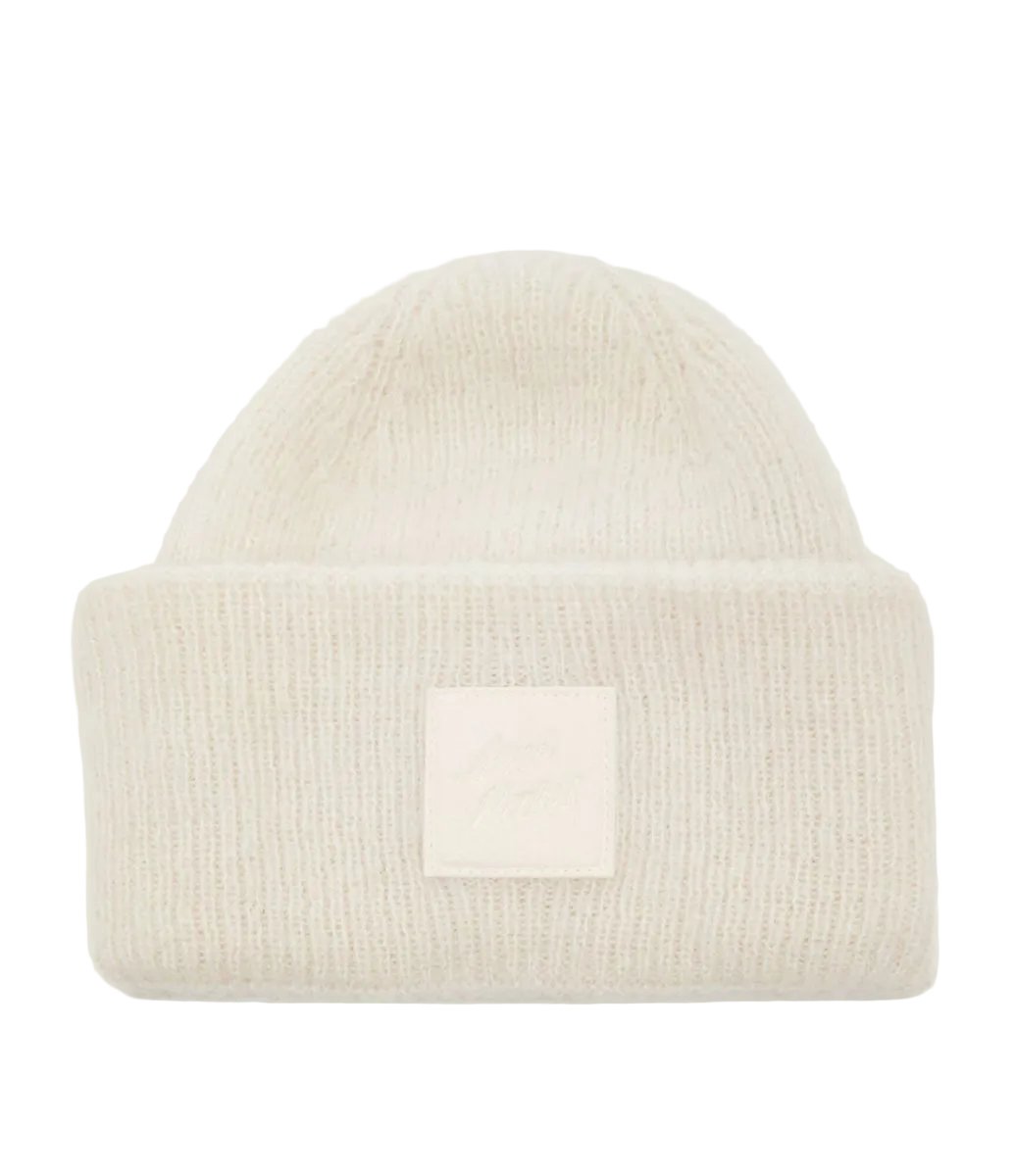 Paris logo-patch mohair-blend beanie hat