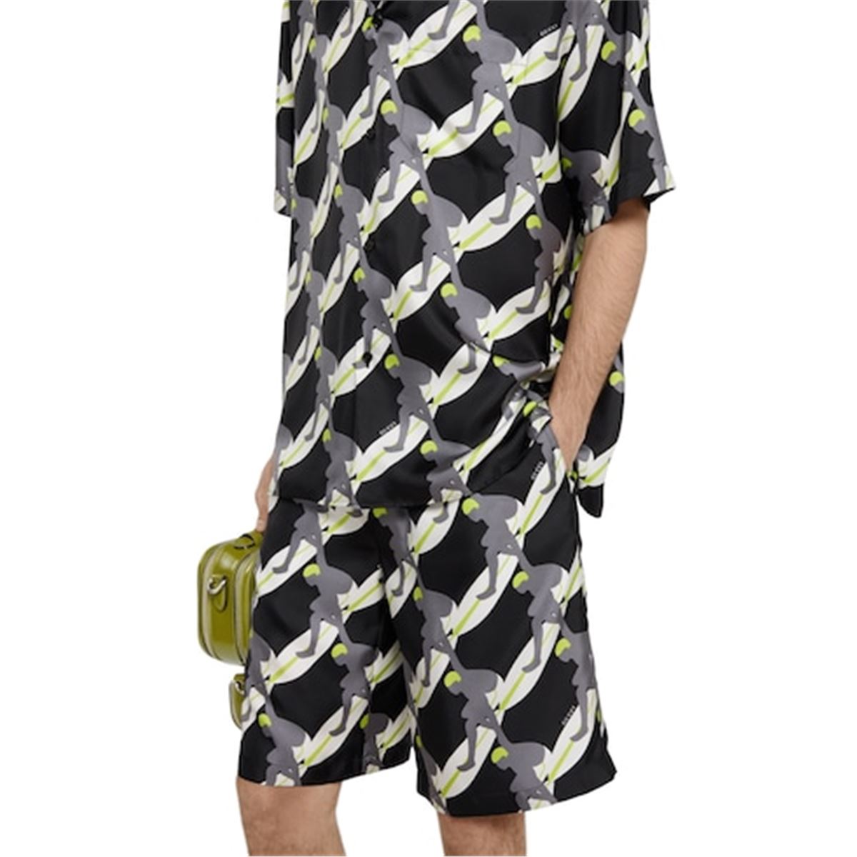 PRINTED SILK TWILL SHORTS - GUCCI - Verso