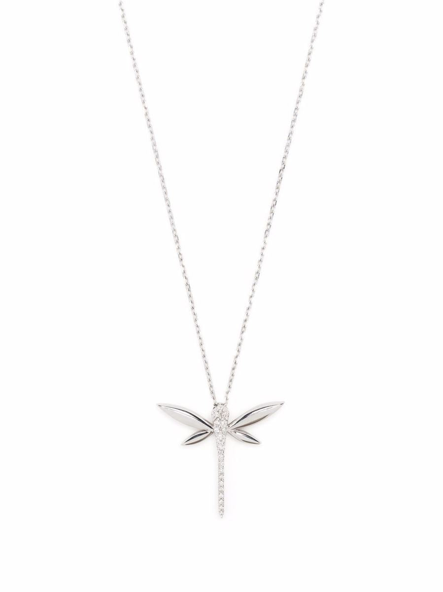 18KT WHITE GOLD SMALL DRAGONFLY DIAMOND NECKLACE - ANAPSARA - Verso