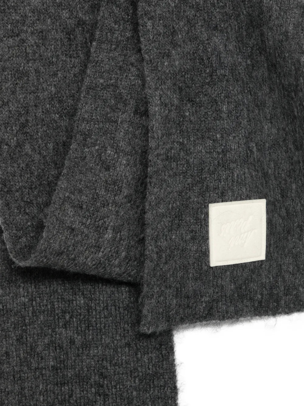 Logo-patch knitted scarf-AMI-Verso