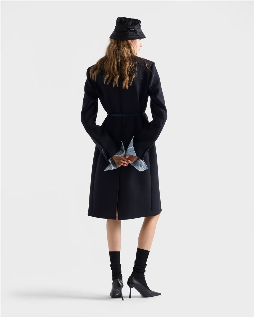 Single-breasted embroidered double wool coat-PRADA-Verso