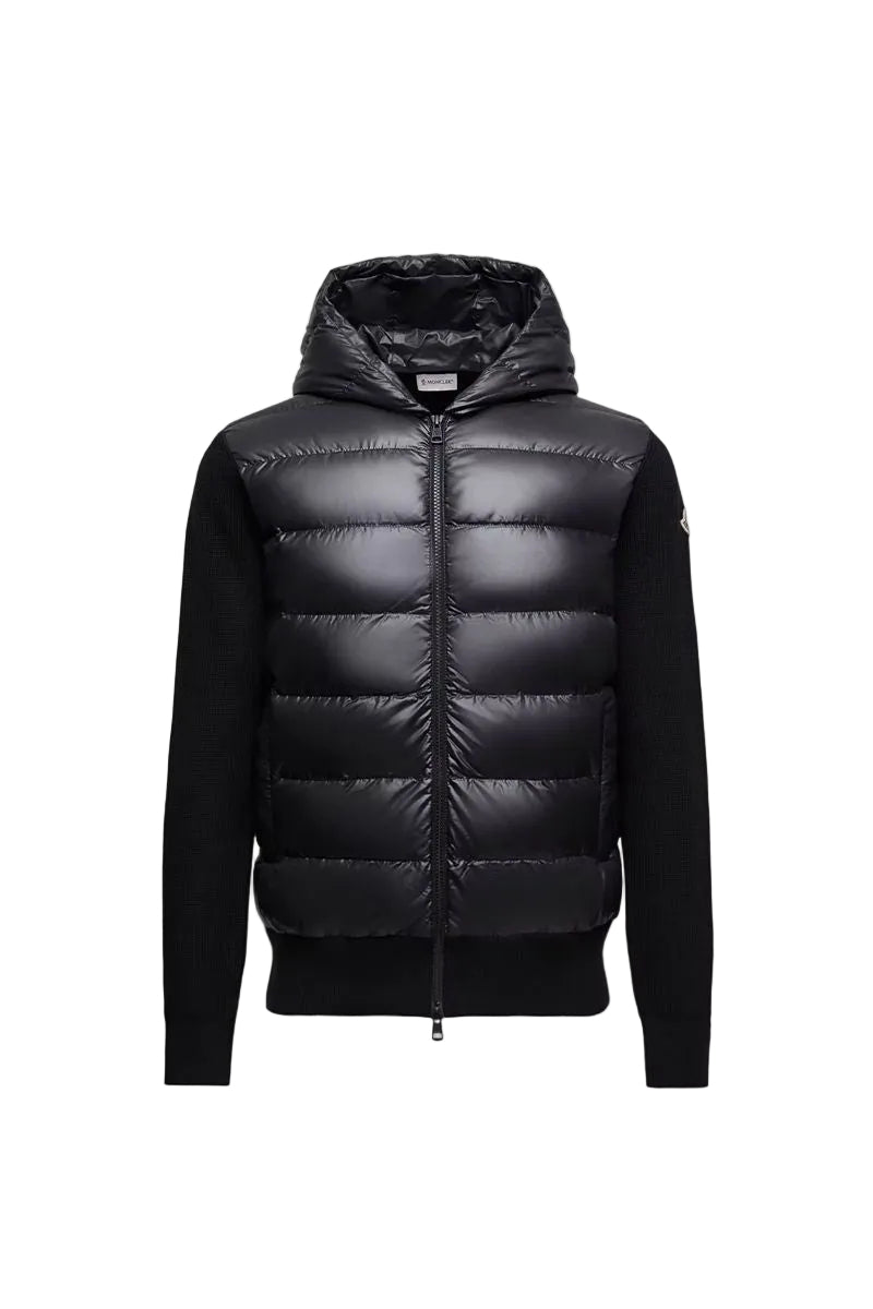 Padded wool zip-up hoodie