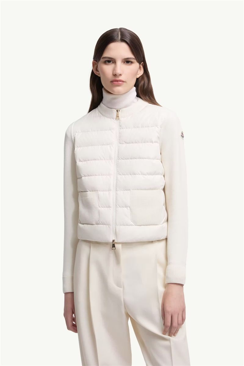 Wool padded zip-up cardigan