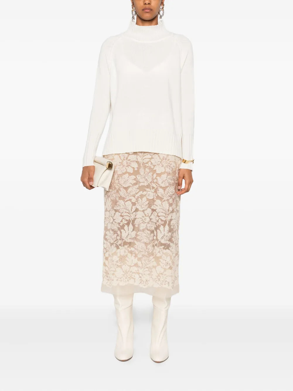 Floral sequin midi skirt