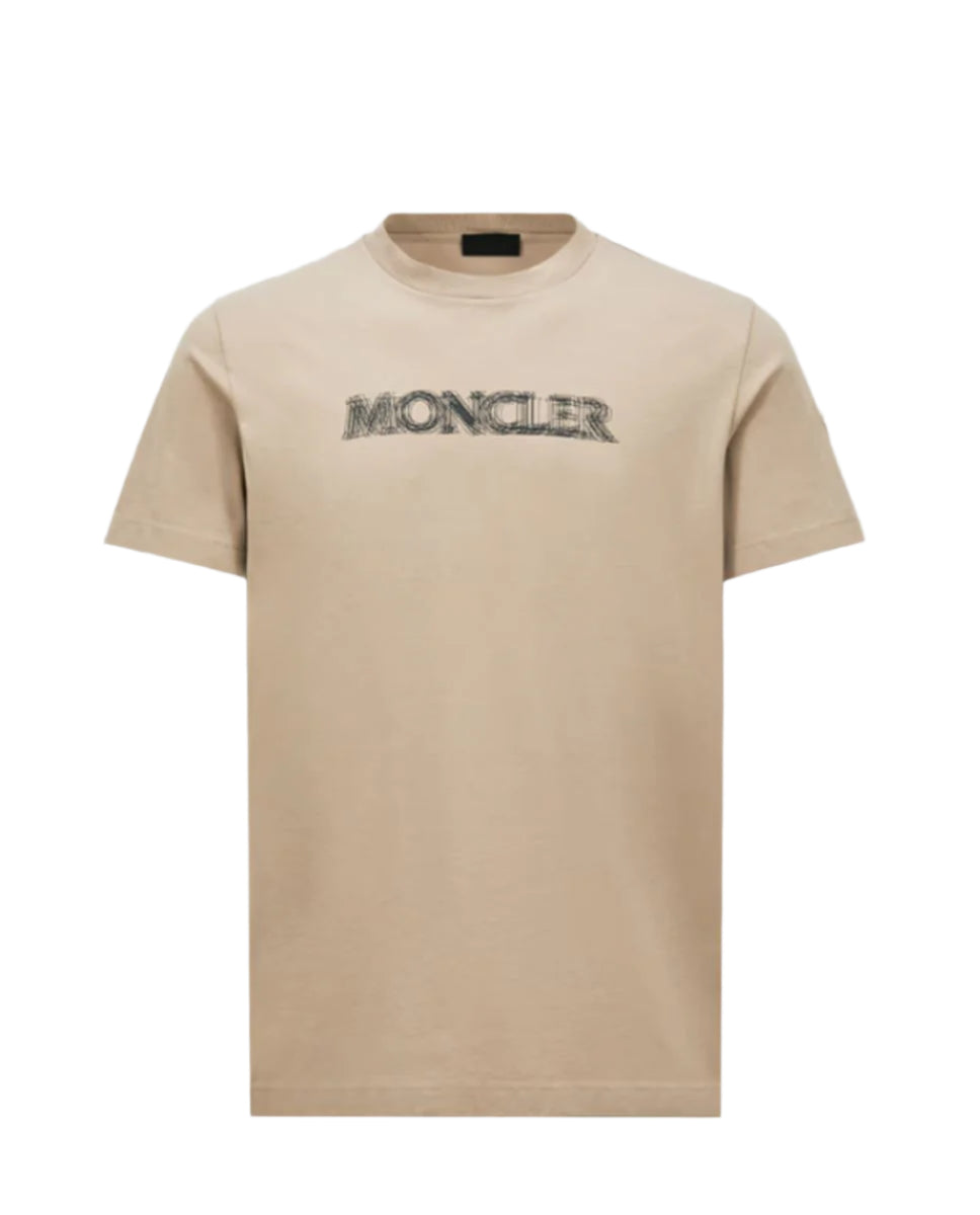 BLURRED LOGO COTTON T-SHIRT - MONCLER - Verso