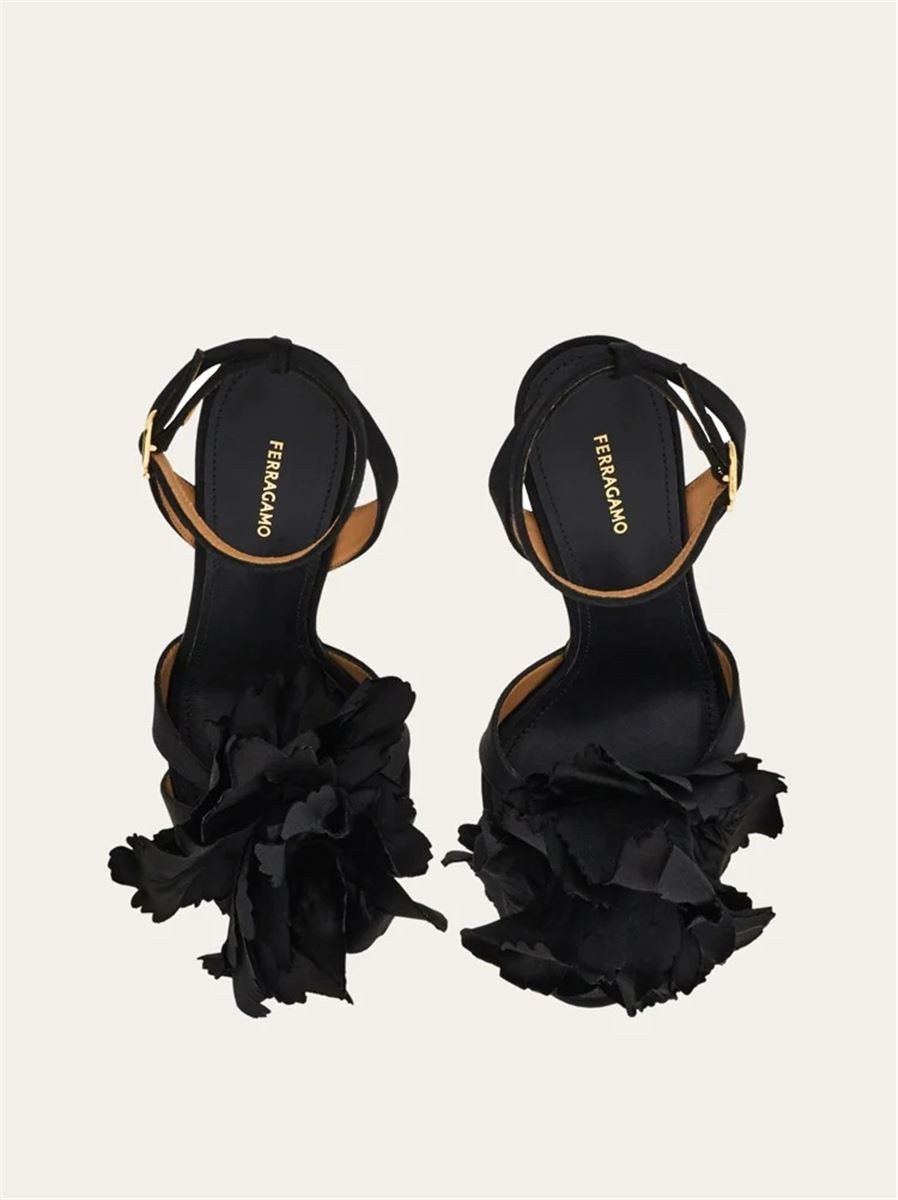 Flower embellished high heel sandal