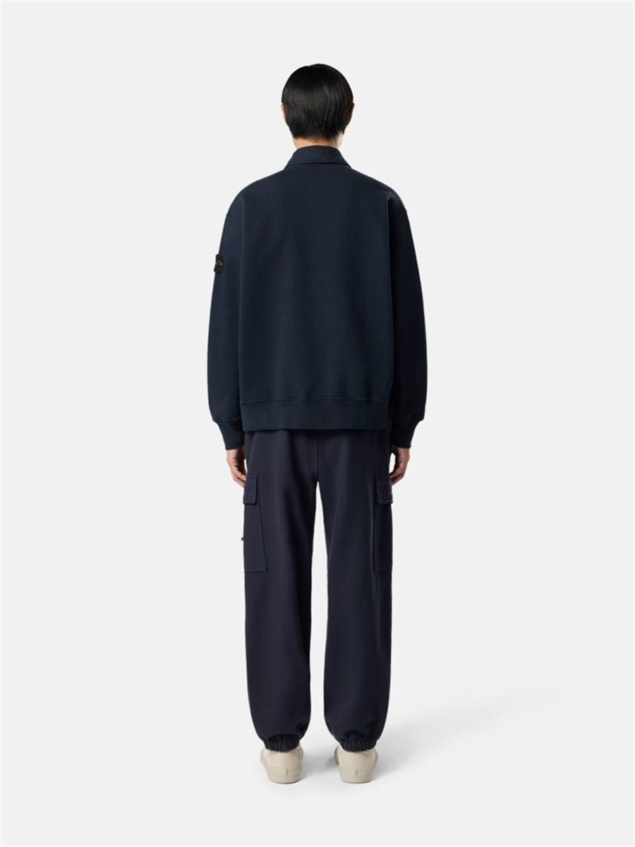 Oversized-fit crewneck sweatshirt with button fastening