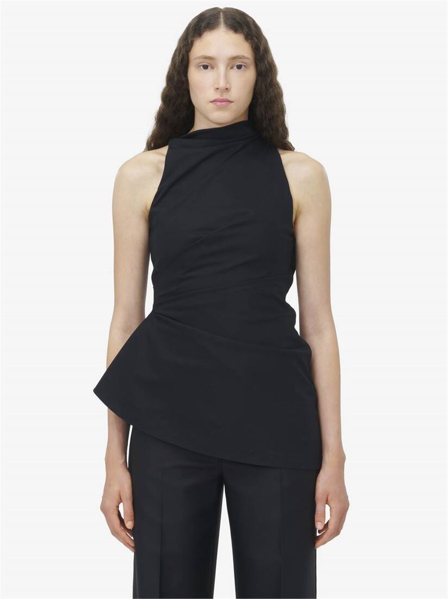 ASYMMETRIC GATHERED TOP IN BLACK -  A. MCQUEEN -  Verso