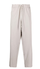 PRESSED-CREASE TWILL WIDE-LEG TROUSERS