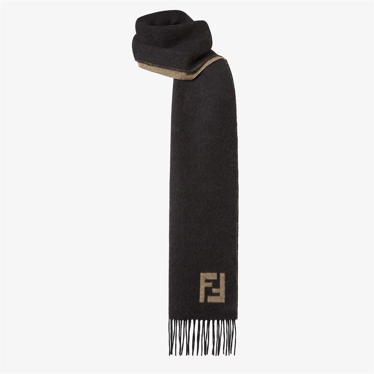 Black wool and cashmere scarf