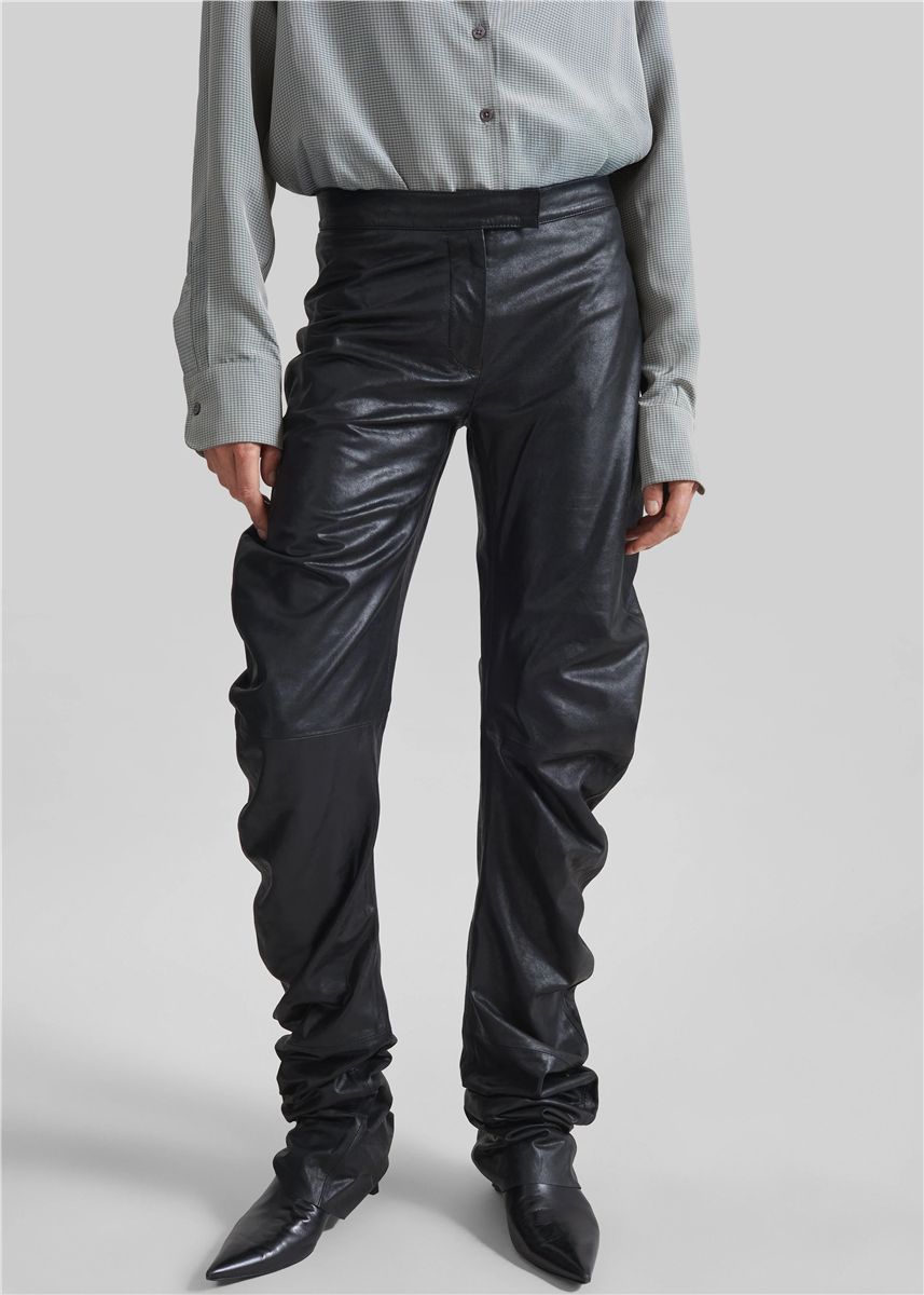 Jessa leather ruched pants-THE FRANKIE SHOP-Verso