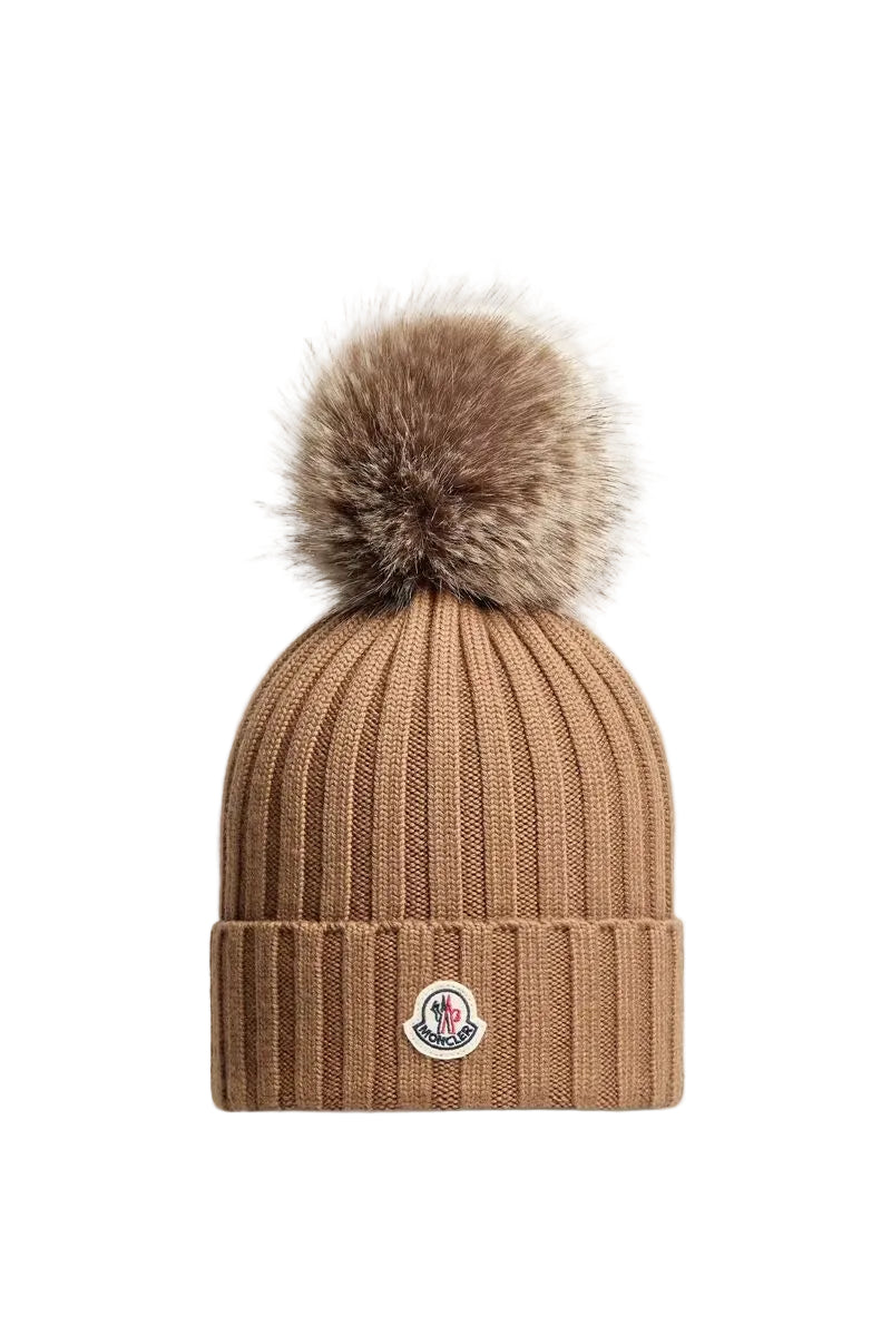 Wool beanie with pom pom