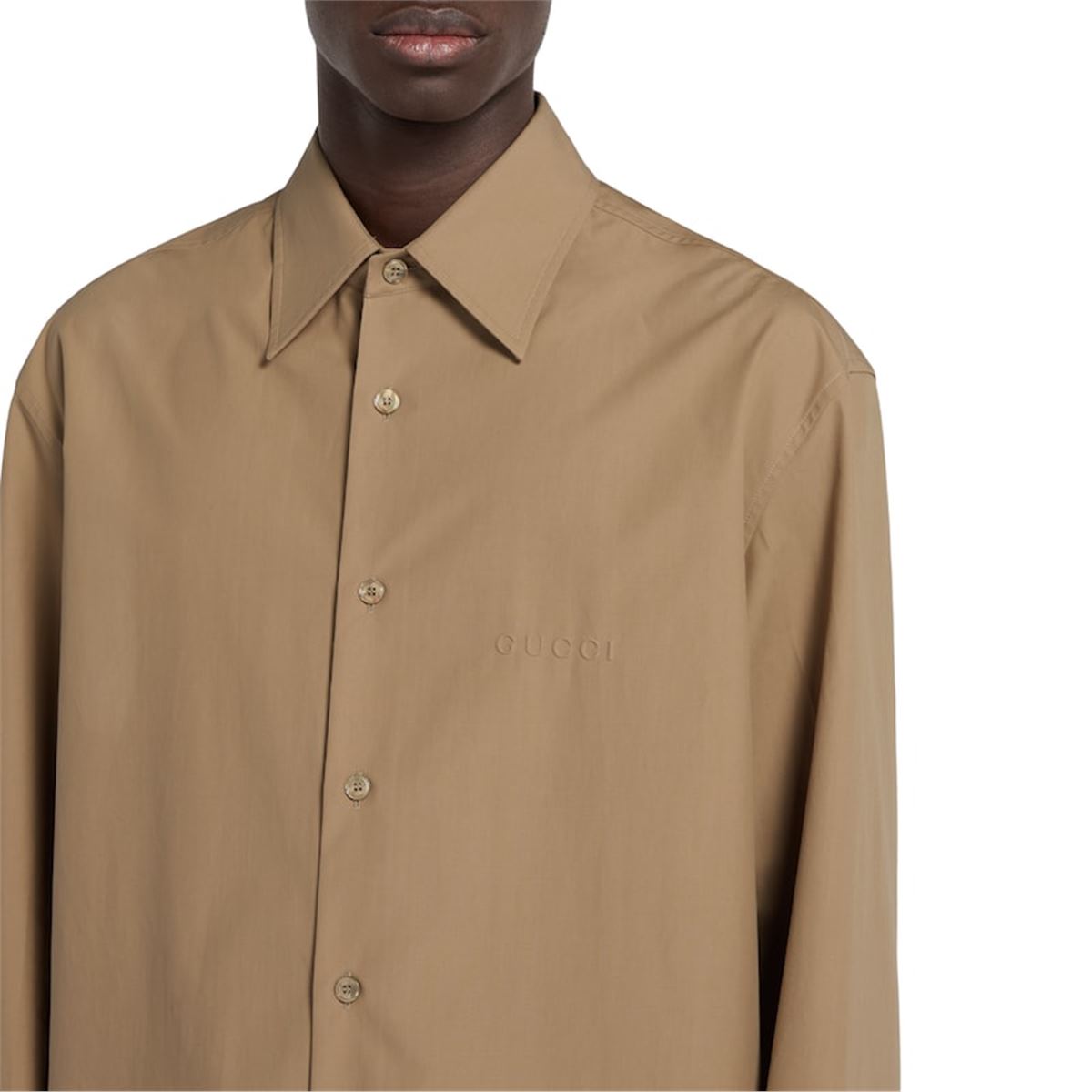 EMBOSSED COTTON POPLIN SHIRT - GUCCI - Verso