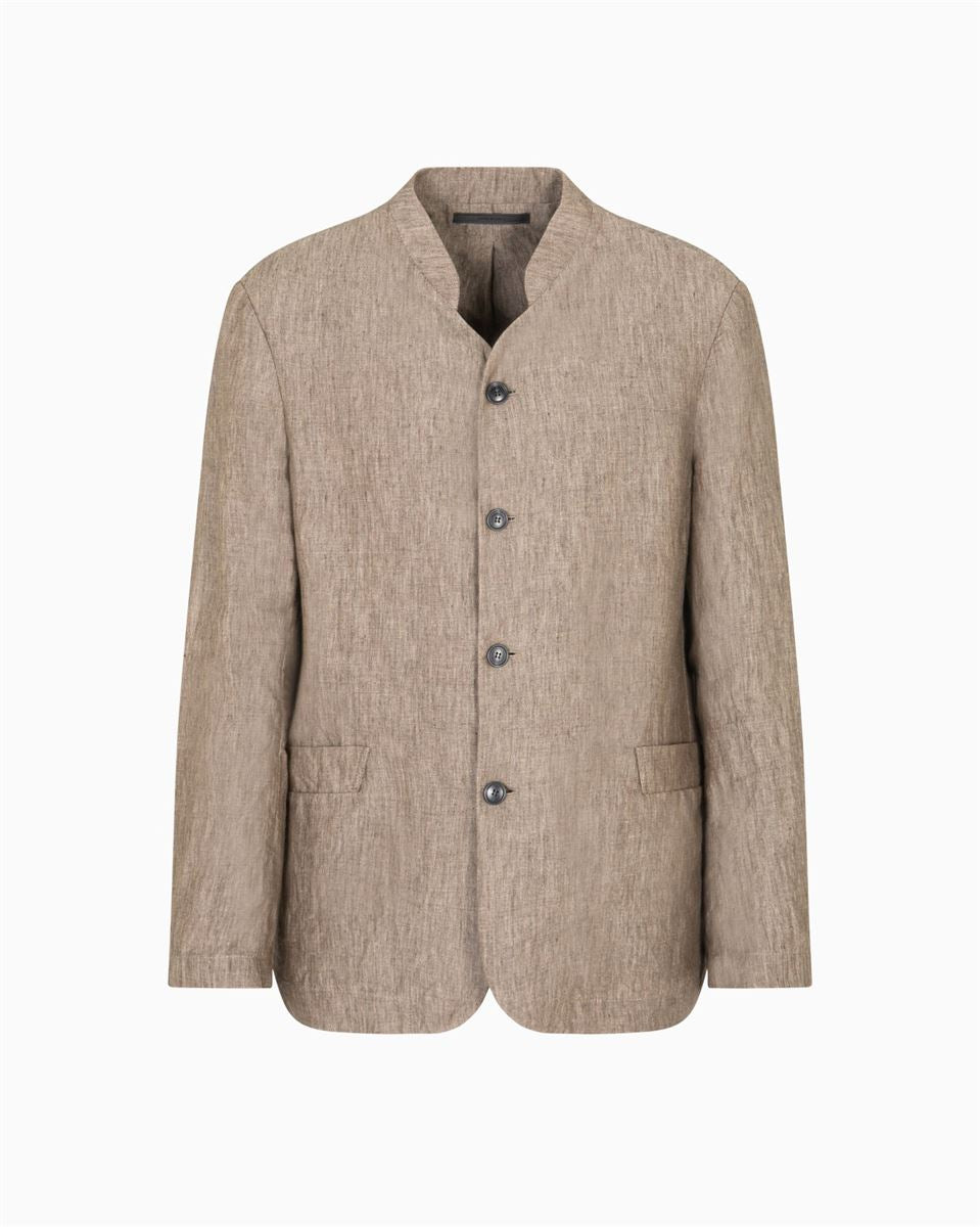 single-breasted jacket in faded linen chambray