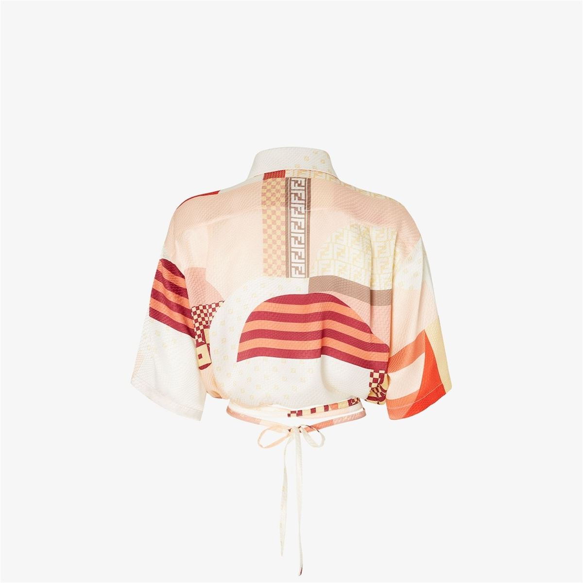 PINK SILK SHIRT WITH PATCHWORK PRINT