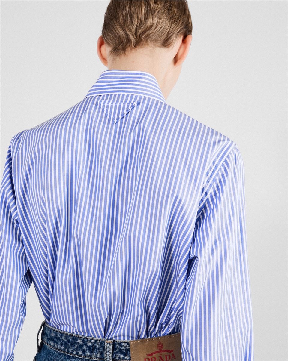 EMBROIDERED STRIPE POPLIN SHIRT -  PRADA -  Verso