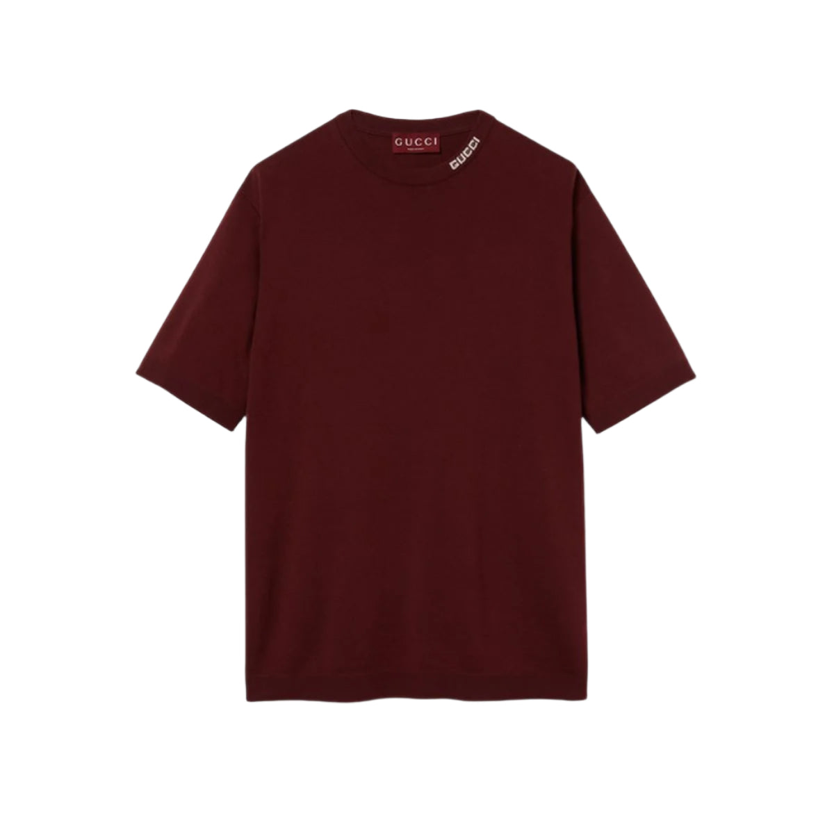 SILK COTTON T-SHIRT WITH GUCCI INTARSIA - GUCCI - Verso