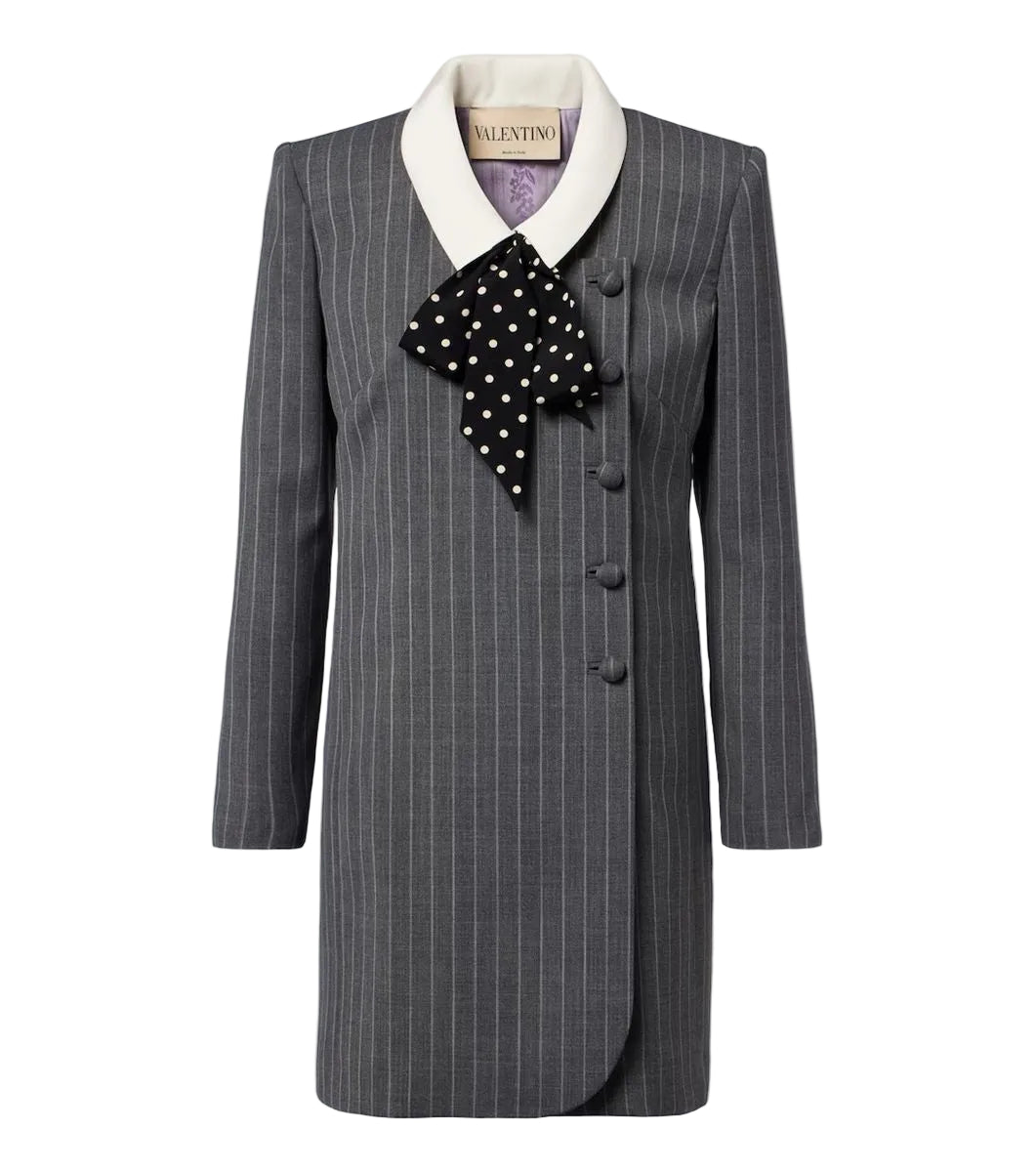 Bow-detail pinstripe virgin wool blazer dress-VALENTINO-309305-40-Verso