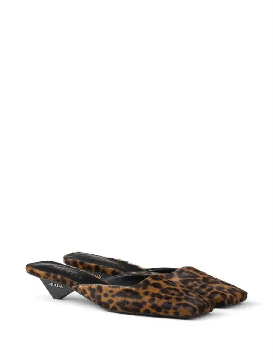 35MM LEOPARD-PRINT MULES PRADA