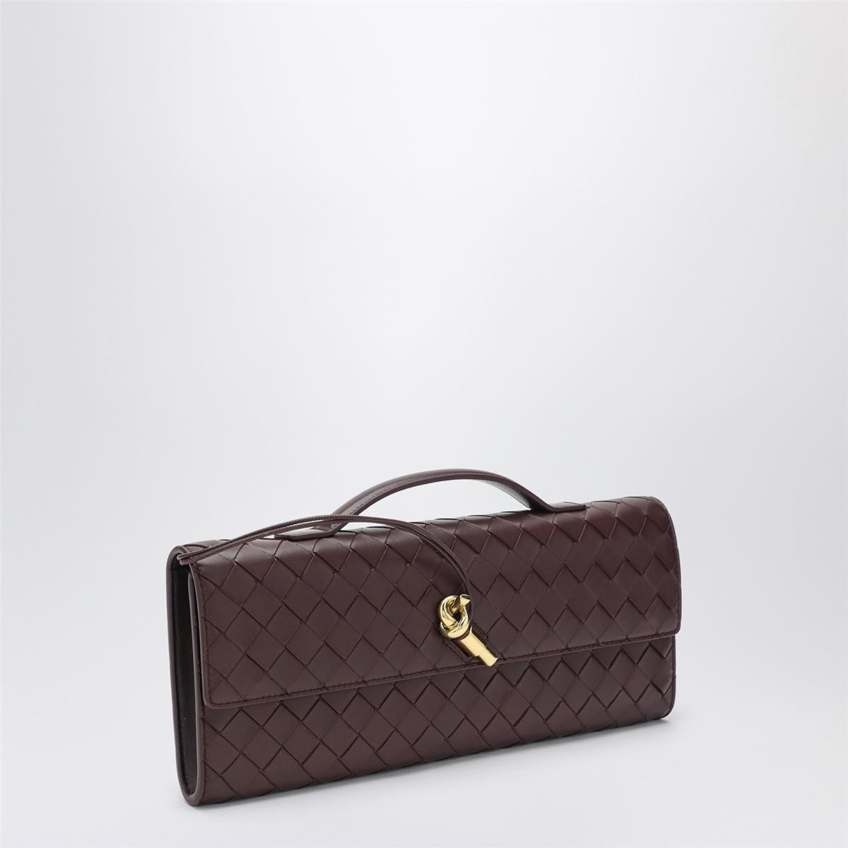 Andiamo clutch bag with handle in dark barolo-BOTTEGA VENETA-Verso