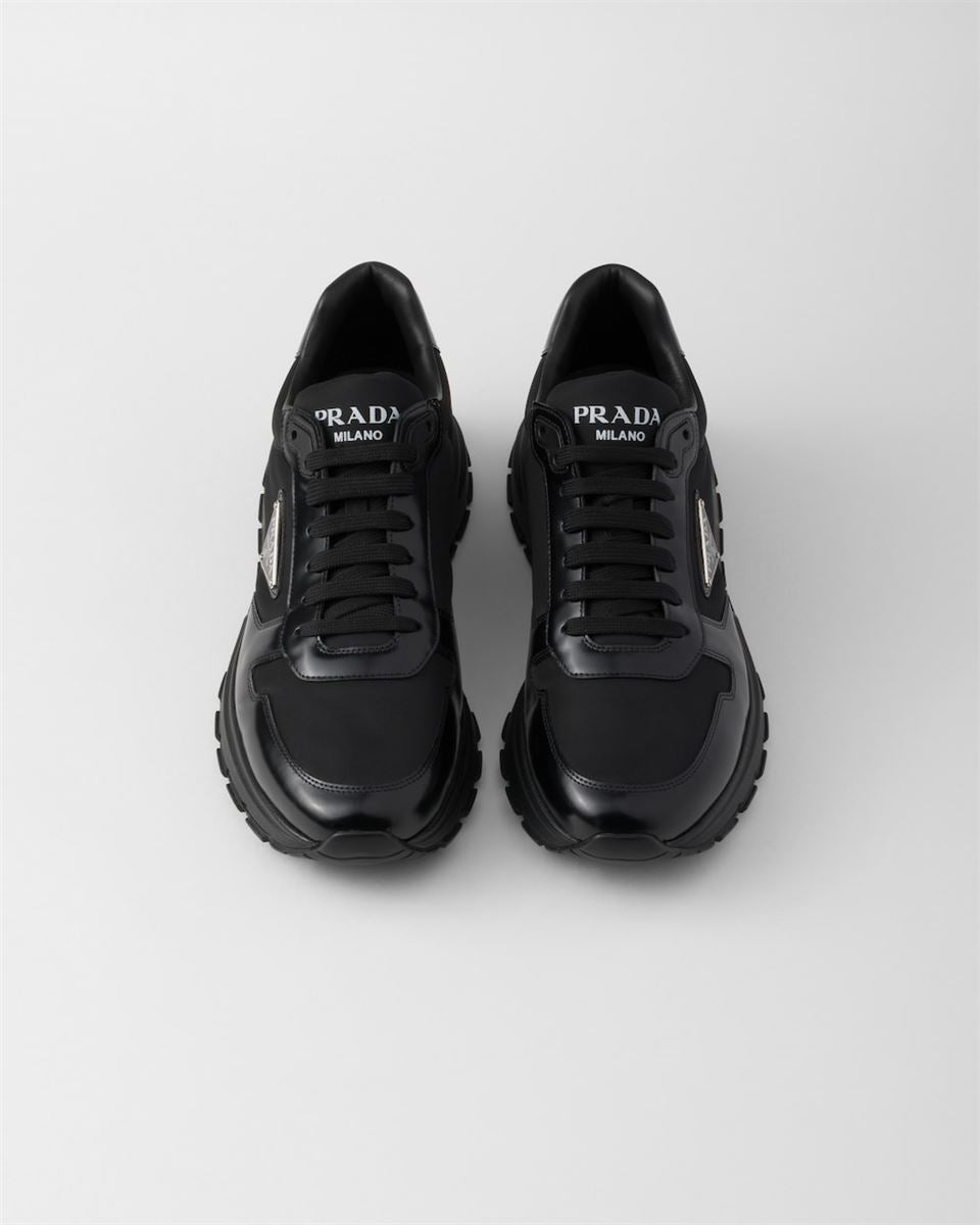 PRAX 01 RE-NYLON AND BRUSHED LEATHER SNEAKERS -  PRADA -  Verso