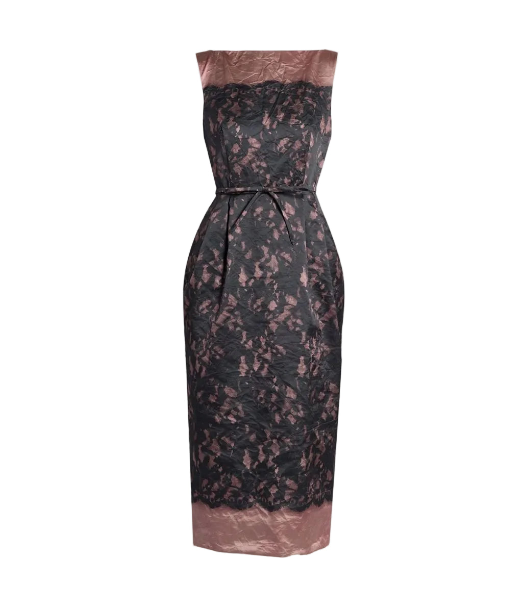 Printed textured satin sleeveless midi dress-ERDEM-316216-8-Verso