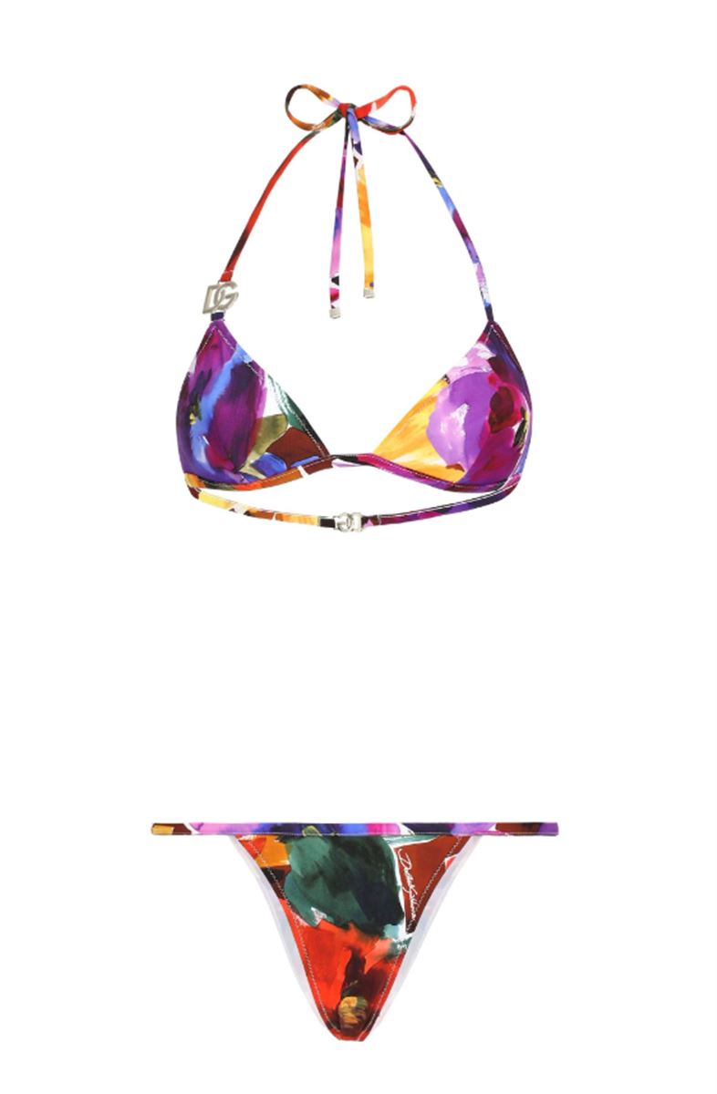 FLORAL-PRINT TRIANGLE BIKINI SET DOLCE & GABBANA