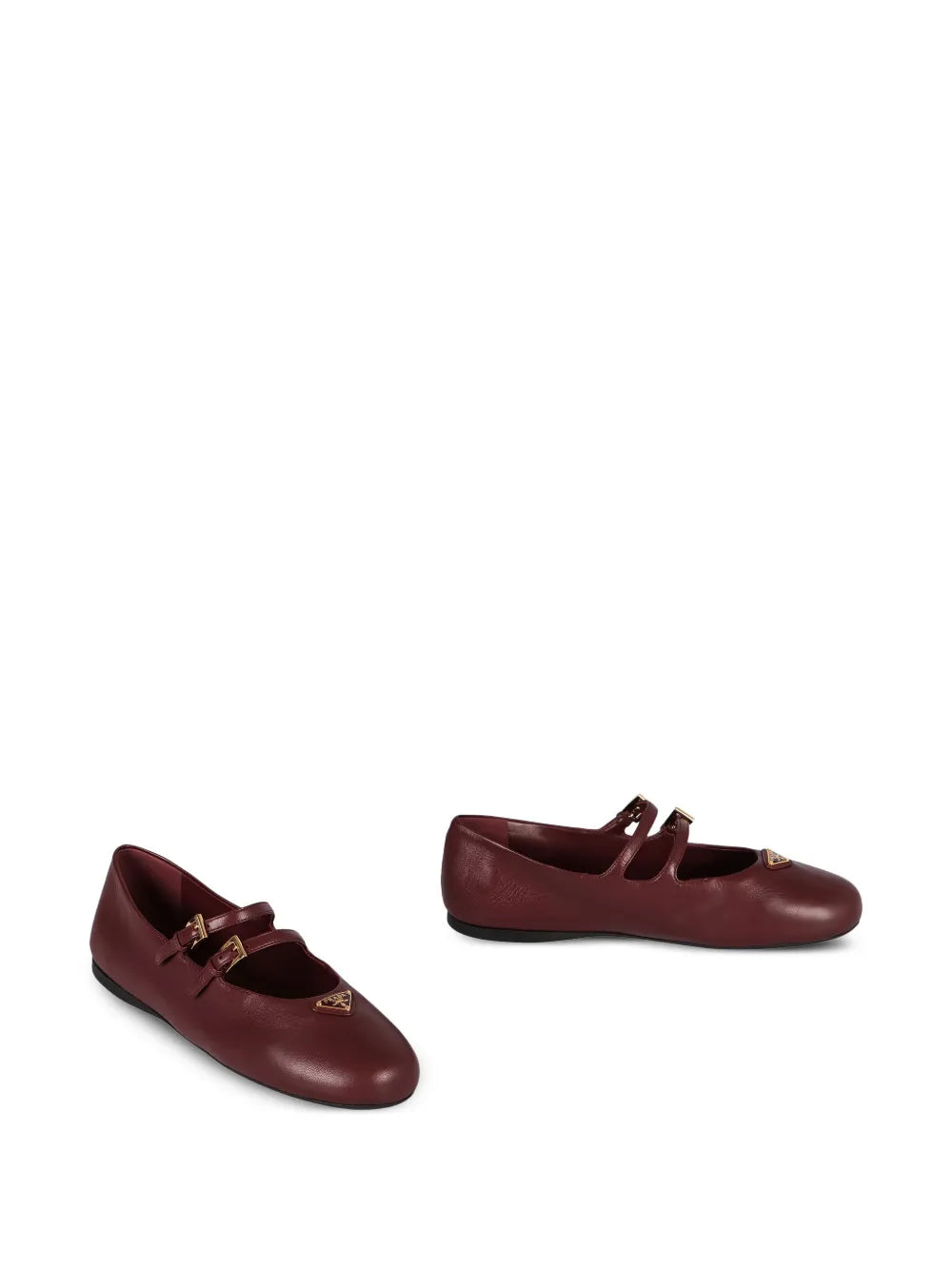 Prada double-buckle leather ballet flats
