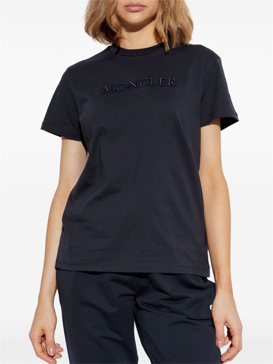 LOGO-EMBROIDERED COTTON T-SHIRT -  MONCLER -  Verso