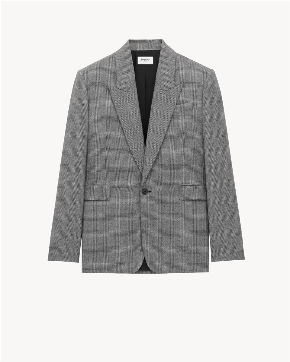 Jacket in prince of wales wool flannel