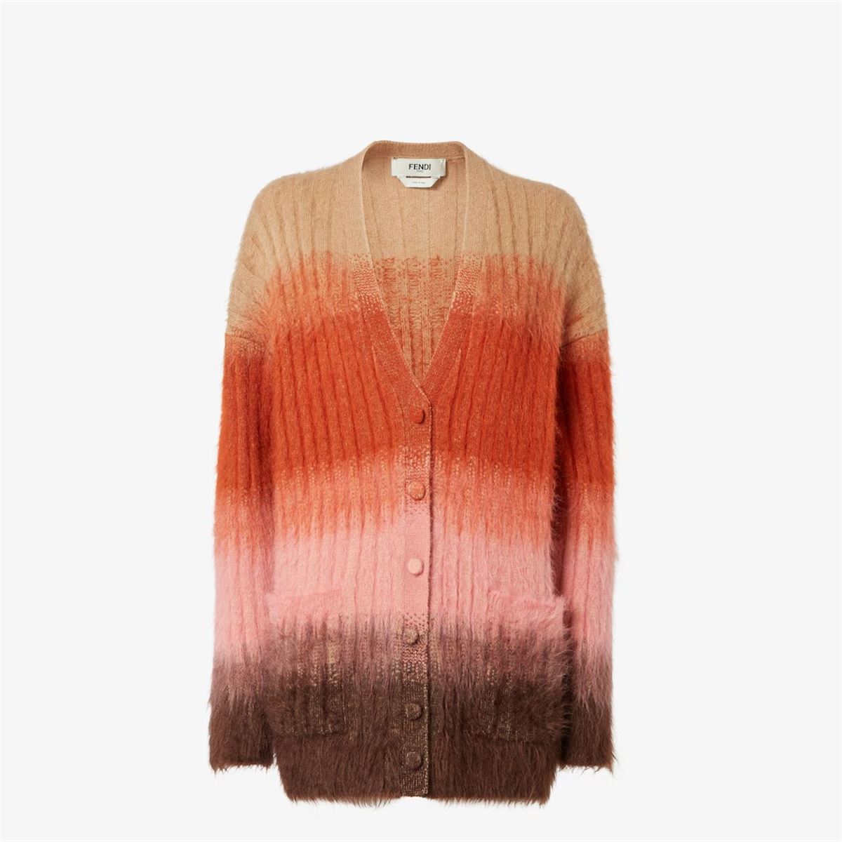 Multicolour mohair and wool cardigan