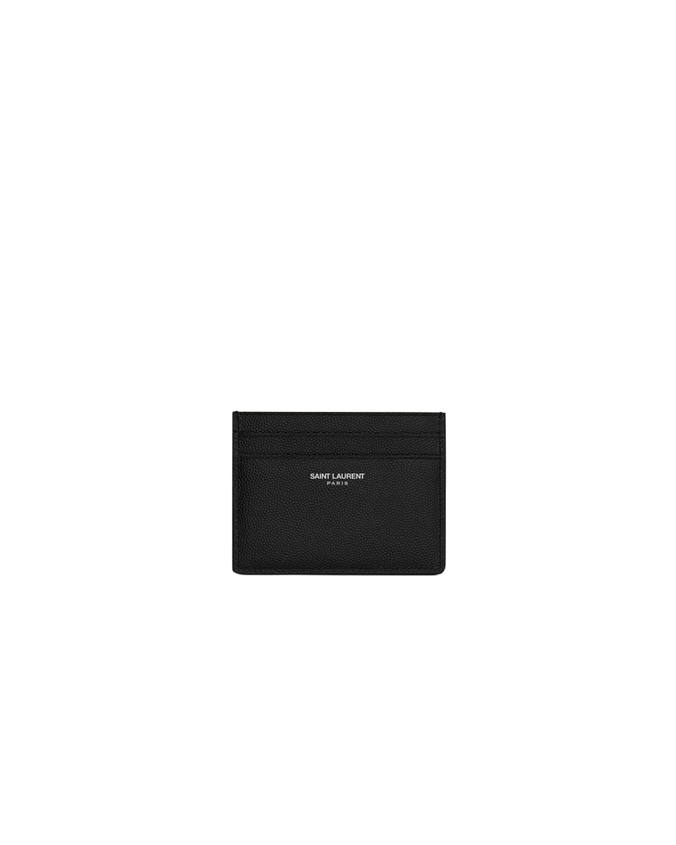 Saint laurent paris credit card case in grain de poudre leather