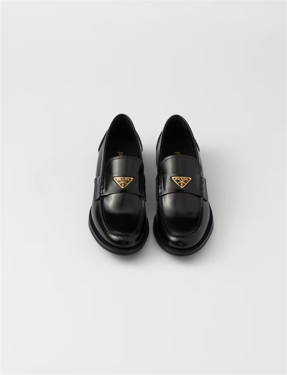 BRUSHED LEATHER LOAFERS - PRADA - Verso